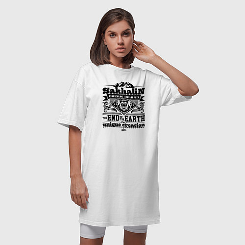 Женская футболка-платье Сахалин - остров мечты / Белый – фото 3