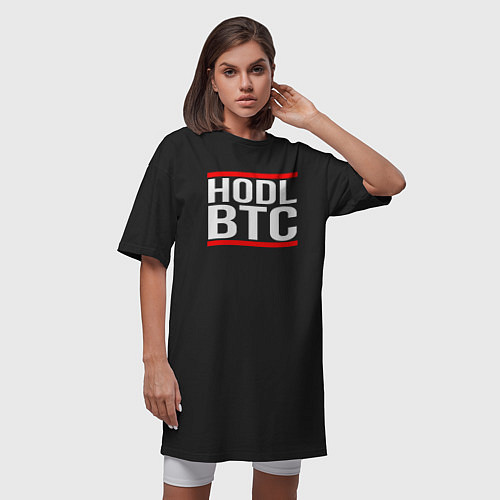 Женская футболка-платье БИТКОИН BITCOIN HODL BTC / Черный – фото 3