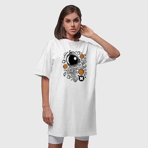 Женская футболка-платье Космонавт Баскетболист / Белый – фото 3