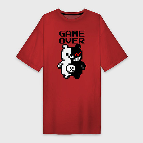 Женская футболка-платье MONOKUMA GAME OVER / Красный – фото 1