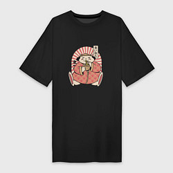 Женская футболка-платье Толстый аниме кот ест рамен
