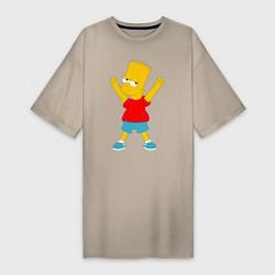 Футболка женская-платье Барт Симпсон, цвет: миндальный