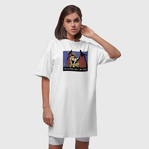 Женская футболка-платье Моя геройская академия hawks / Белый – фото 3