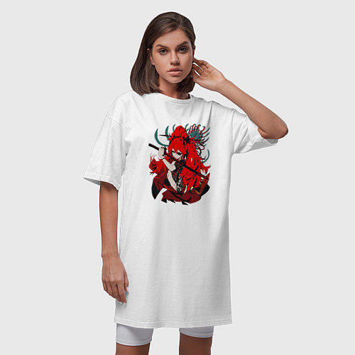 Женская футболка-платье Аска Ленгли с мечом / Белый – фото 3