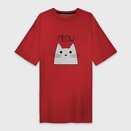 Женская футболка-платье Котик - Мяу / Красный – фото 1