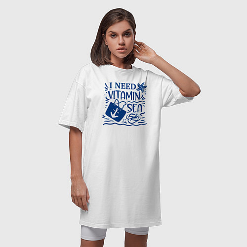 Женская футболка-платье Мне нужен витамин Море / Белый – фото 3