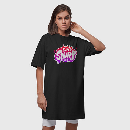 Женская футболка-платье Слюрповый напиток / Черный – фото 3
