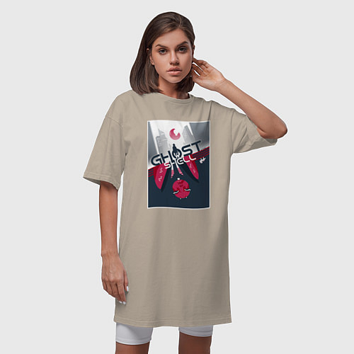 Женская футболка-платье Призрак в доспехах Луна / Миндальный – фото 3