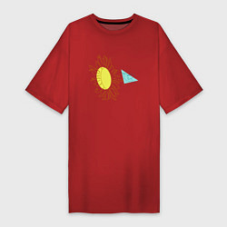 Женская футболка-платье Лето,цветок и птица Арт-лайн