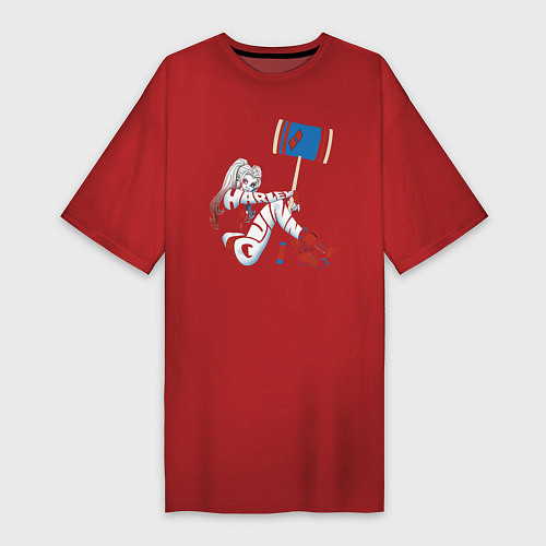 Женская футболка-платье Игривая Харли Квинн / Красный – фото 1