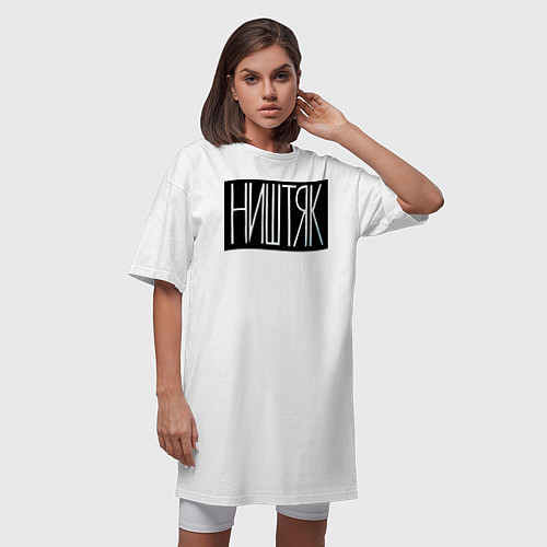 Женская футболка-платье Ништяк / Белый – фото 3