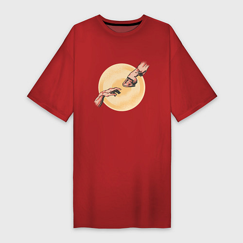 Женская футболка-платье Сотворение Адама - Лошадь / Красный – фото 1