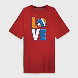Футболка женская-платье Love Volleyball, цвет: красный