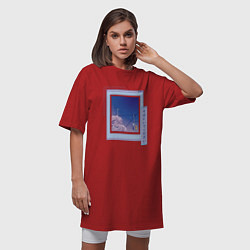 Футболка женская-платье Vaporwave Аниме Пейзаж, цвет: красный — фото 2