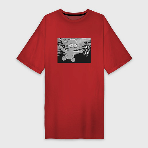 Женская футболка-платье Simpsons x Nirvana / Красный – фото 1