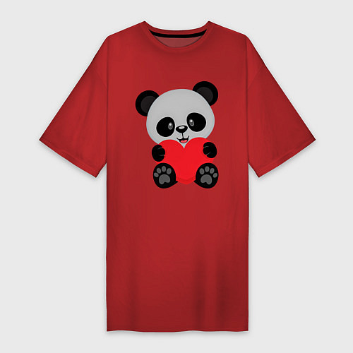 Женская футболка-платье Love Панда / Красный – фото 1
