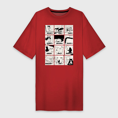 Женская футболка-платье Какой ты кот сегодня год / Красный – фото 1
