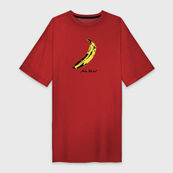 Футболка женская-платье Банан, Энди Уорхол, цвет: красный