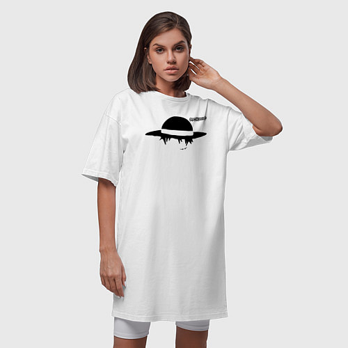 Женская футболка-платье Луффи пират Соломенной Шляпы One Piece / Белый – фото 3