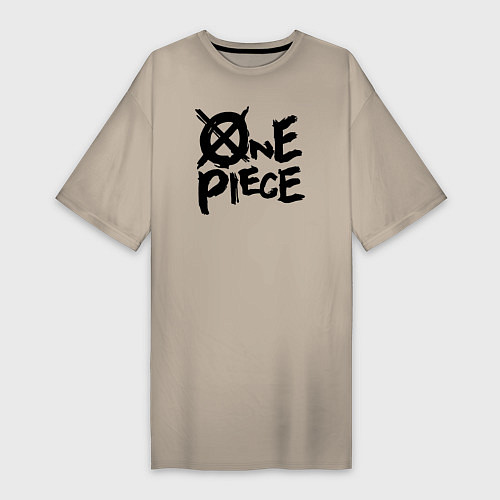 Женская футболка-платье One Piece Большой куш лого / Миндальный – фото 1