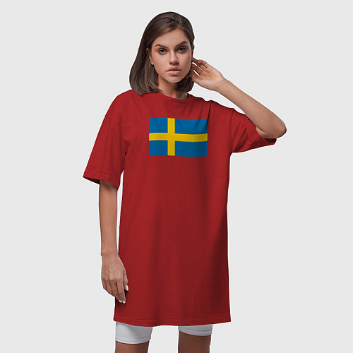 Женская футболка-платье Швеция Флаг Швеции / Красный – фото 3