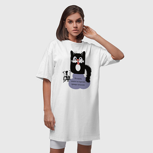 Женская футболка-платье Кот Бегемот / Белый – фото 3