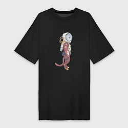 Женская футболка-платье Кот космонавт