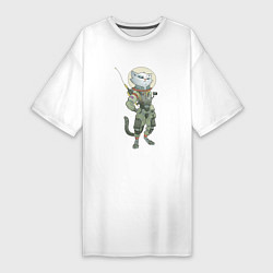 Женская футболка-платье Космический боевой кот