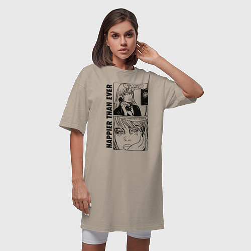 Женская футболка-платье Happier Than Ever, Билли Айлиш / Миндальный – фото 3