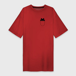 Женская футболка-платье Кот в кармане
