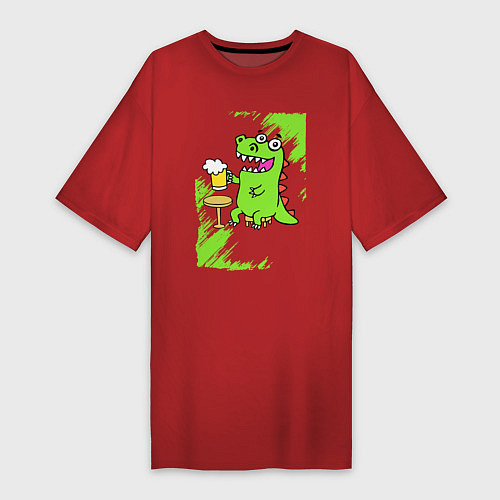 Женская футболка-платье Пивозавр - Краска / Красный – фото 1