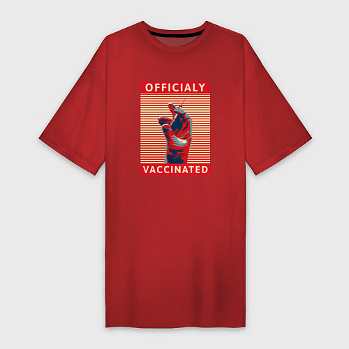 Женская футболка-платье Официально вакцинирован / Красный – фото 1