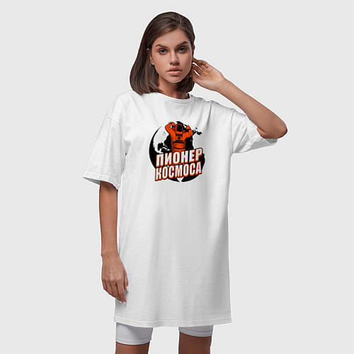 Женская футболка-платье Пионер Космоса / Белый – фото 3