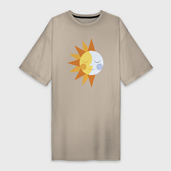 Футболка женская-платье Sun and Moon, цвет: миндальный