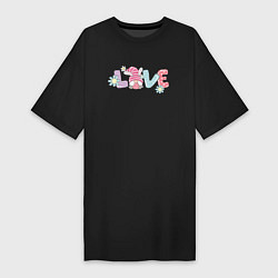 Женская футболка-платье Гном в любви и цветах