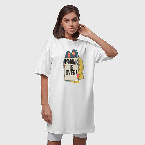 Женская футболка-платье Пандемия закончена / Белый – фото 3