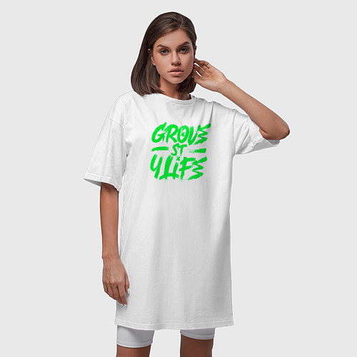 Женская футболка-платье Grove street for Life / Белый – фото 3