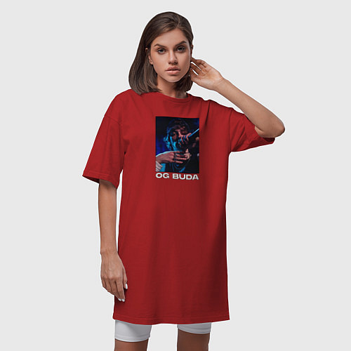 Женская футболка-платье OG BUDA С МИКРОФОНОМ / Красный – фото 3