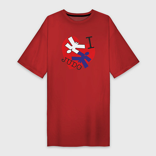 Женская футболка-платье Люблю Дзюдо / Красный – фото 1