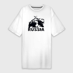 Футболка женская-платье Russian bear, цвет: белый