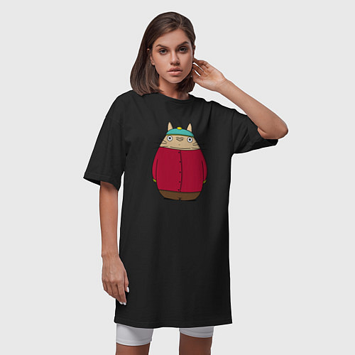 Женская футболка-платье Totoro Cartman / Черный – фото 3