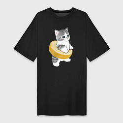Женская футболка-платье Котёнок в бублике