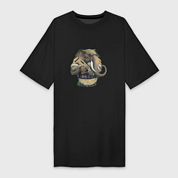 Женская футболка-платье Слон-военный