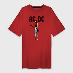 Футболка женская-платье ACDC - Flick of the Switch, цвет: красный