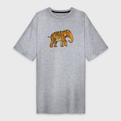 Футболка женская-платье Тигровый слон, цвет: меланж