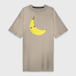 Футболка женская-платье Веселый банан, цвет: миндальный