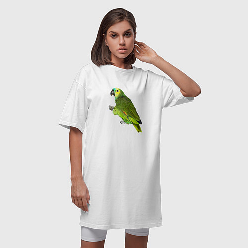 Женская футболка-платье Попугайчик / Белый – фото 3