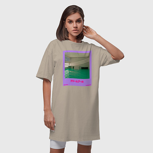 Женская футболка-платье Vaporwave pool 1 / Миндальный – фото 3