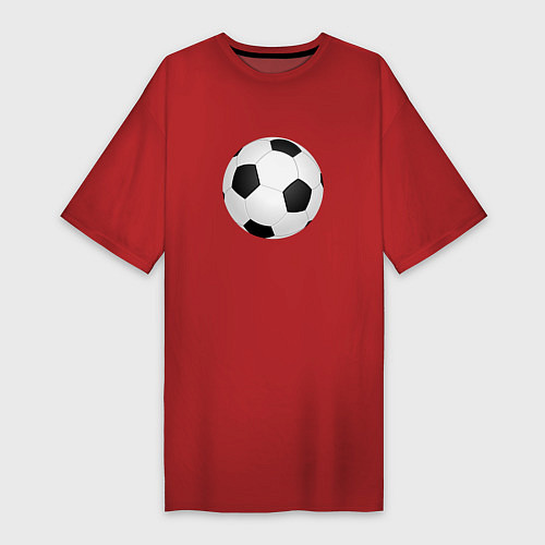 Женская футболка-платье Футбольный мяч / Красный – фото 1
