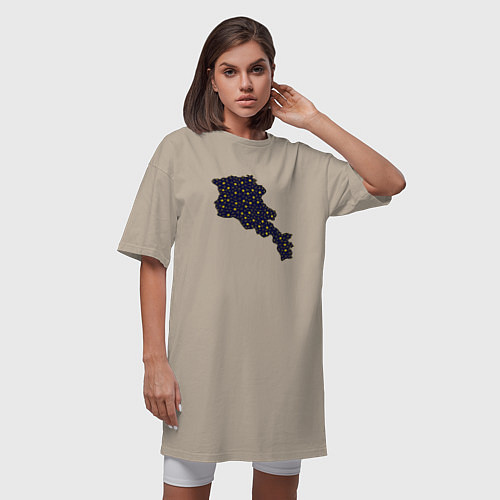 Женская футболка-платье Space Armenia / Миндальный – фото 3